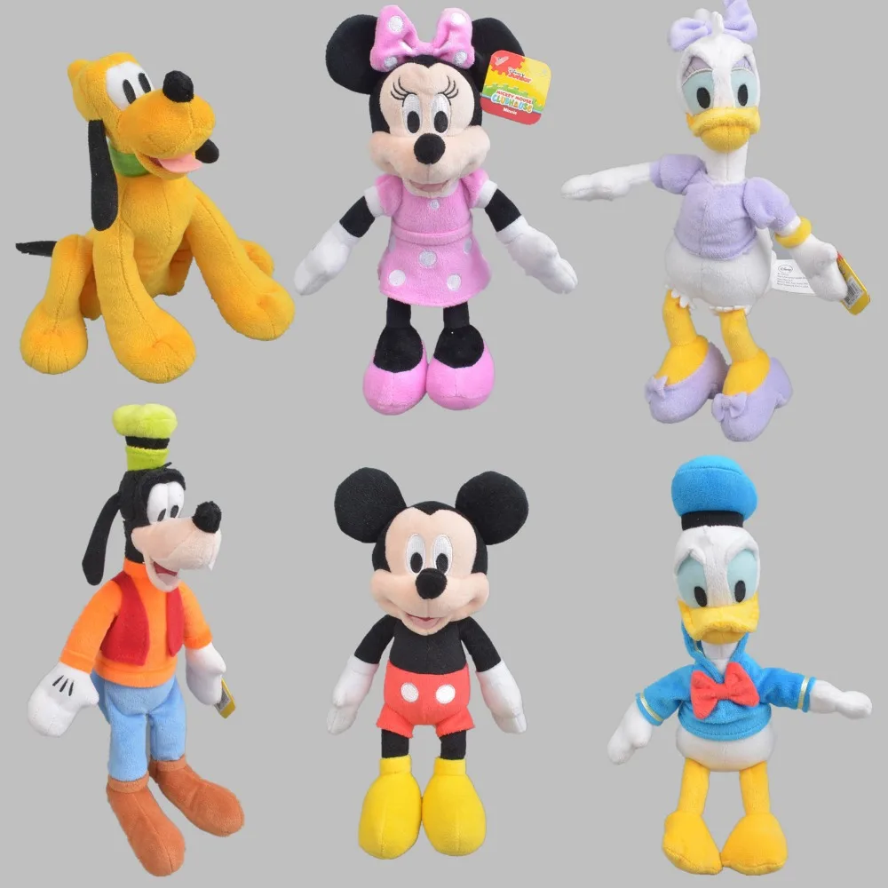 25 cm Mickey Minnie Mouse Donald duck and daisy GOOFy dog Pluto dog Plush Toys Funny