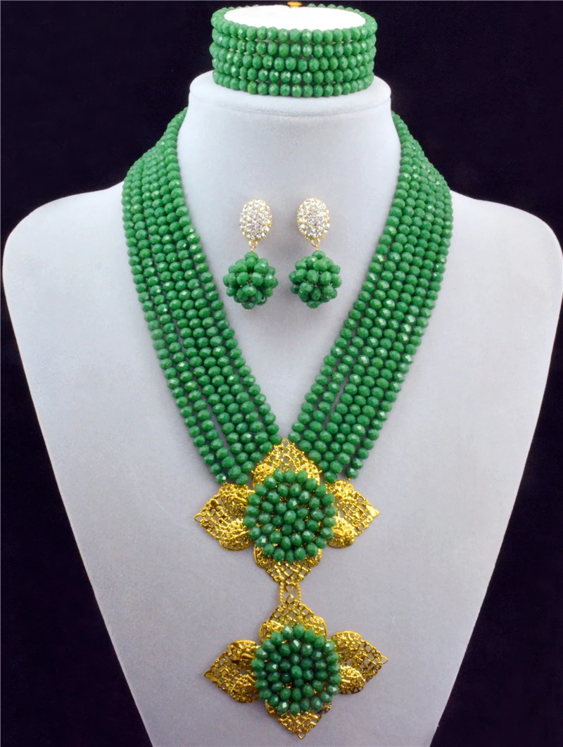 

Fashion nigerian wedding african beads jewelry set red crystal necklace button stud earrings nigerian beads jewelry sets