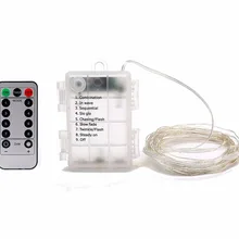 Гирлянды на батарейках, водонепроницаемые, 8 режимов дистанционного управления, серебристая проволока, светлячки, рождественские украшения, рождественские огни