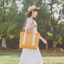 Único saco de ombro, saco de lona das mulheres, cor sólida bolsa, saco de compras de proteção ambiental