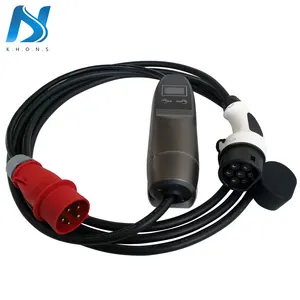 Khons EVSE Тип 2 электрический автомобиль EV зарядное устройство с красной CEE разъем 16A Регулируемый 16ft кабель EV портативный зарядный разъем - изображение