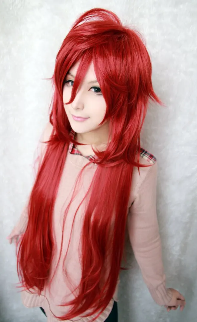 Anime Black Butler Grell Sutcliff Wig Red Wig Cos Prop STANDARD