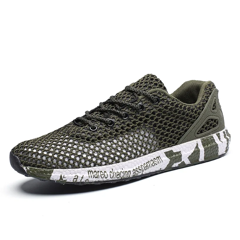 

2019 Summer Mesh Mens Casual Shoes Outdoor Mesh Hollow Casual Sports Shoes Run Breathable Flat Shoes Sneakers chaussures homme
