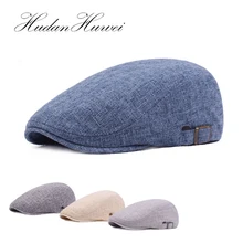Однотонные хлопковые льняные береты для мужчин и женщин, модные уличные береты Newsboy, повседневная Кепка таксиста для гольфа на плоской подошве, уличная дорожная шляпа