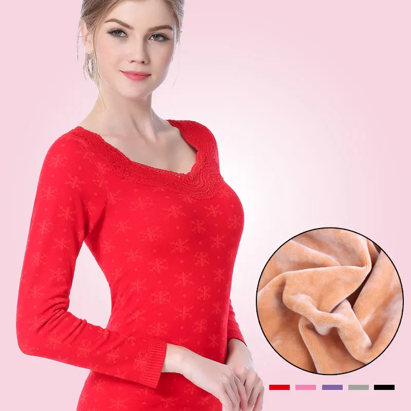 

Seamless square thermal underwear women collar sweater dress autumn winter warm colors female thermos long johns velvet ladies