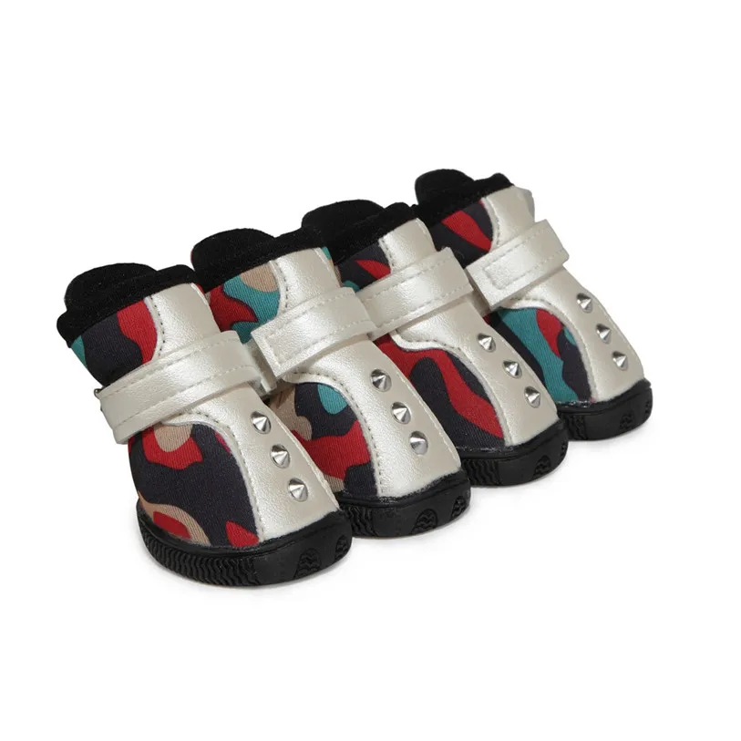 5-Size Winter Warm Cotton Shoes for Dogs 4PcsSet Camouflage Dog Boots Outdoor Snow Walking Puppy Sneakers Pet Supplies 40DC20 (11)