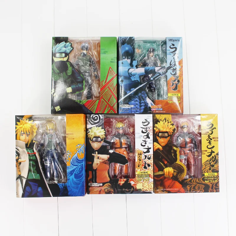 15cm Anime Naruto Shippuden Action Figure Naruto Sasuke Kakashi Minato Hokage SHFiguarts Cool Ninja Model Doll