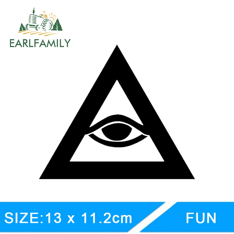 

EARLFAMILY 13cm x 11.2cm Funny All Seeing Eye Masonic Government Illuminati Conspiracy Theories Decal Waterproof Car Sticker