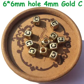 

Alphabet Letters Beads Gold Black Cube Spacer Loose Beads With 4mm Big Hole DIY Bracelet Handmade Jewelry Making 2600pcs 6mm
