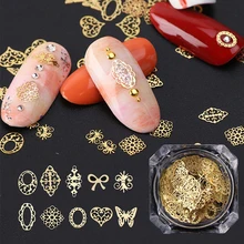 3D Шпильки для ногтей, полое дерево, луна, цветок, смешанные узоры, металл, золото, ультра тонкие заклепки для ногтей, аксессуары, советы для дизайна ногтей