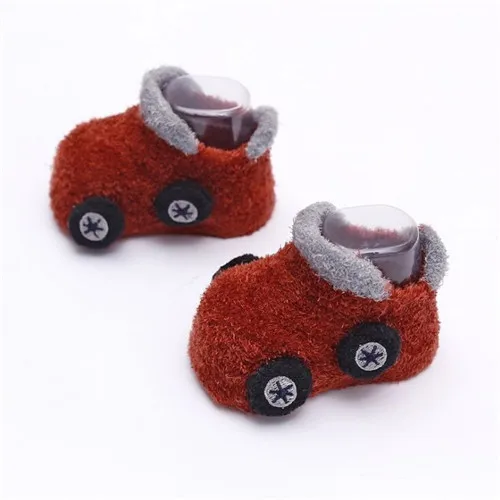 Lawadka/носки для малышей из кораллового флиса, милые носки для маленьких девочек с рисунком машины, мягкие зимние теплые детские носки для мальчиков, Размеры S(3M-9 мес.) и M(12-24 мес - Цвет: Красный