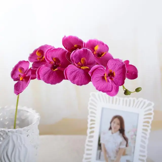 10 шт./лот Реалистичная искусственная Орхидея, бабочка цветок Шелковый фаленопсис, свадебные, для домашнего использования, декоративные искусственные цветы