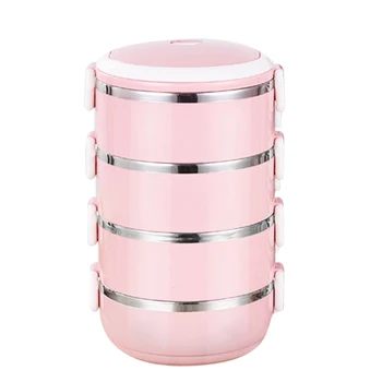 

4-Tier Nordic Style Stainless Steel Lunch Box Containers With Thermal Stackable Lunch Box Case Food Storage Container