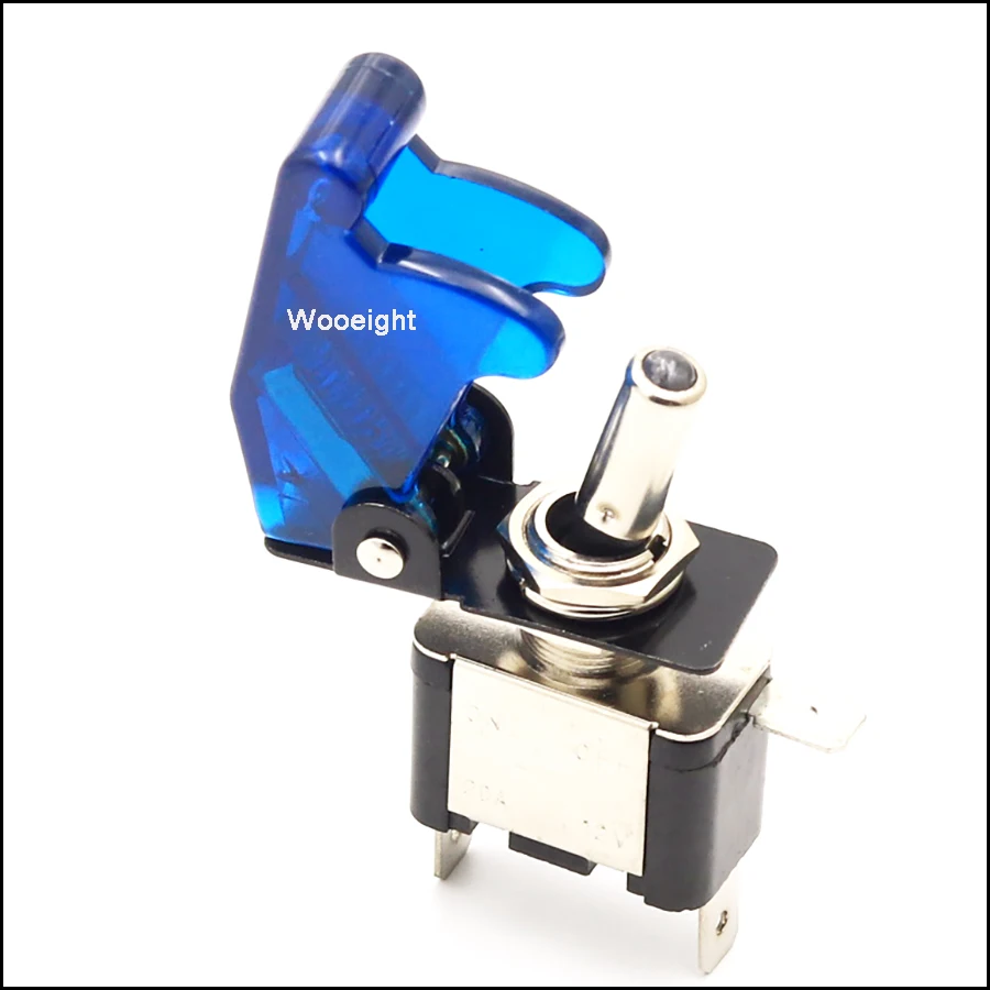 Wooeight New Auto Car Boat Truck Illuminated LED Toggle Switch With Safety Aircraft Flip Up Cover Guard ASW-07D 12V 20A (4)