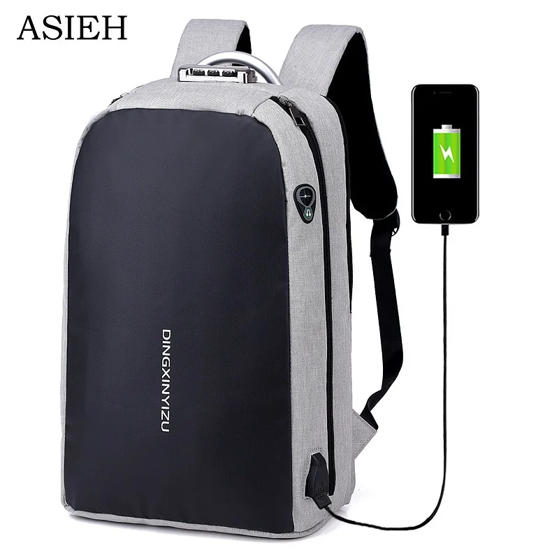 2018 hombres MS Mochila Anti-robo de puerto de carga USB impermeable Mochila cinta reflectante de alta capacidad de la escuela Borsa da scuola 2018 hombres MS Mochila Anti-robo de puerto de carga USB impermeable Mochila cinta reflectante de alta capacidad de la escuela Borsa da scuola