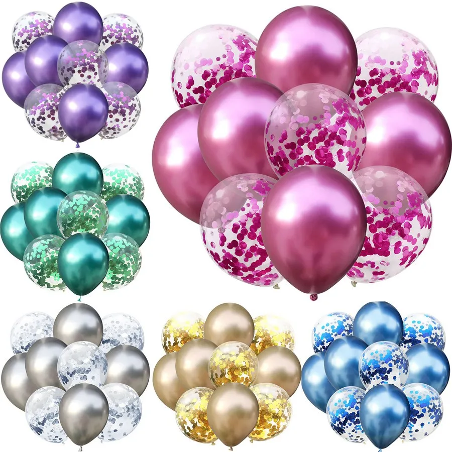 

10pcs Mix Rose Gold Confetti Latex Balloons 12 Inches Party Metallic Balloons for Baby Shower Bridal Shower Wedding Decorations