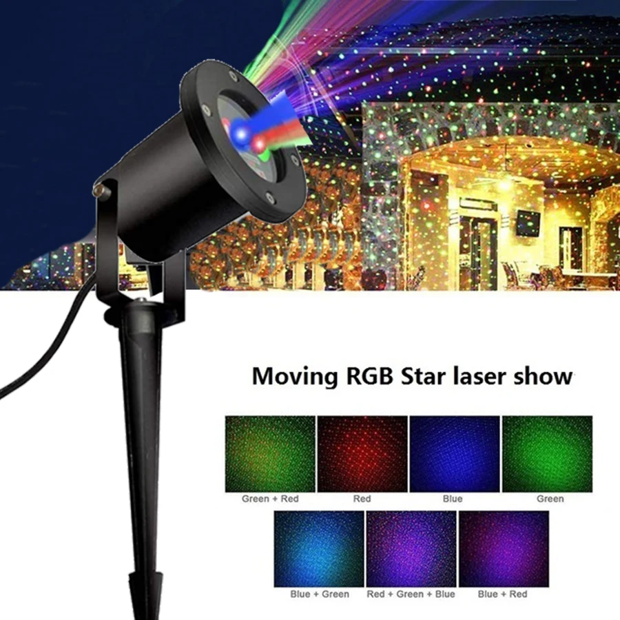 RGB-Laser-Christmas-Lights-Stars-Red-Green-Blue-showers-Projector-Garden-Outdoor-Waterproof-IP65-For-Xmas