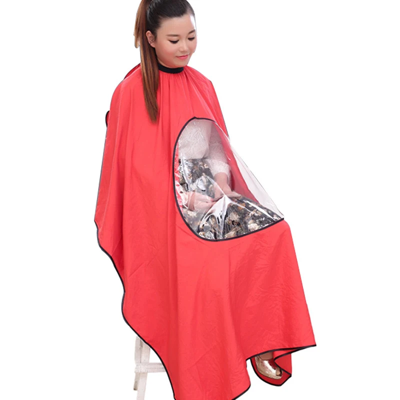 

Transparent Cloth Hairdresser Cape Gown New Waterproof View Window Hair Cut Hairdressing Barbers Can play cell phone