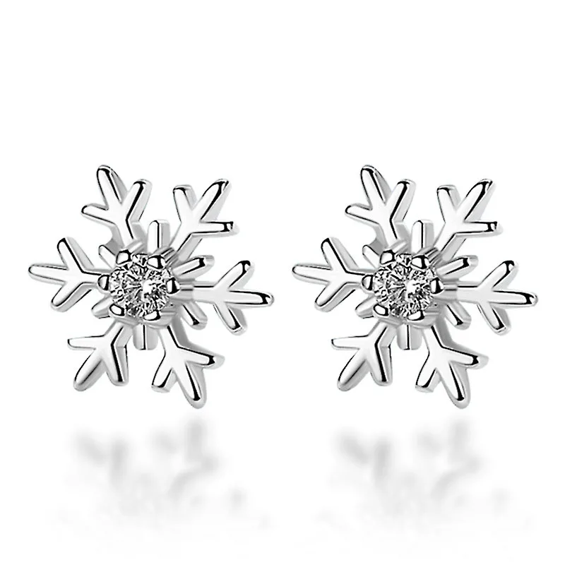 

Modern Women's Earring Cute Silver Small Crystal Snowflake Stud Earrings Christmas Ear Stud Earring Pendientes Jewelry VL