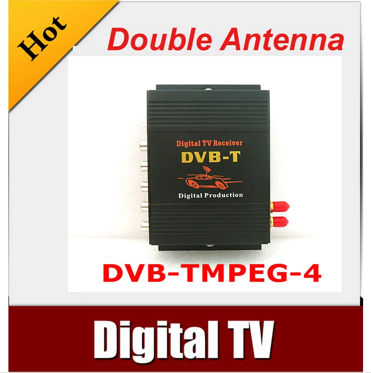 Car DVB-T MPEG-4 HD tuner Digital TV BOX receiver box with 2 tuner for European in car Free shipping