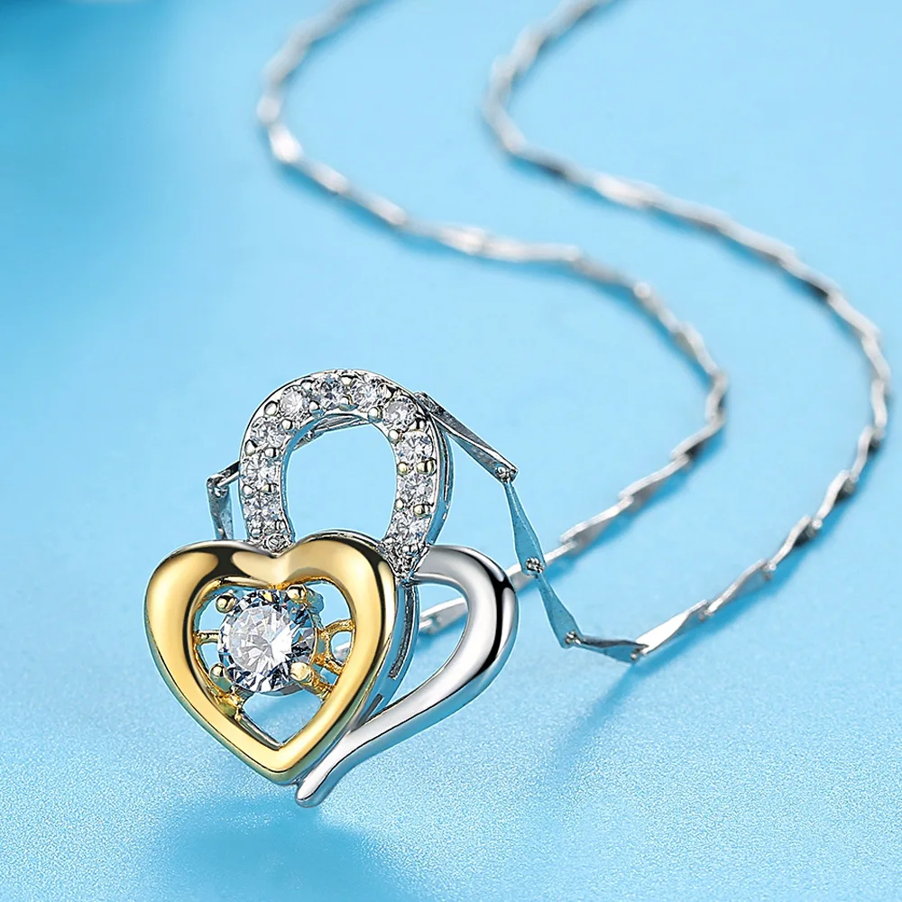 double heart choker necklace zircon (4)