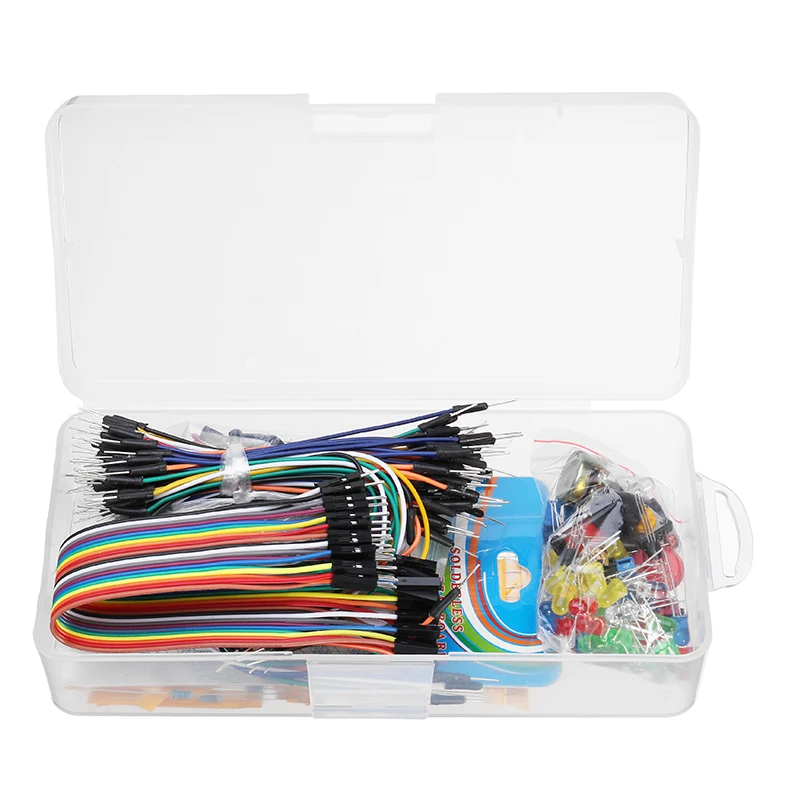 

NEW Electronic Components Base Starter Kits With Breadboard Resistor Capacitor LED Jumper Cable For Arduino With Plastic Box