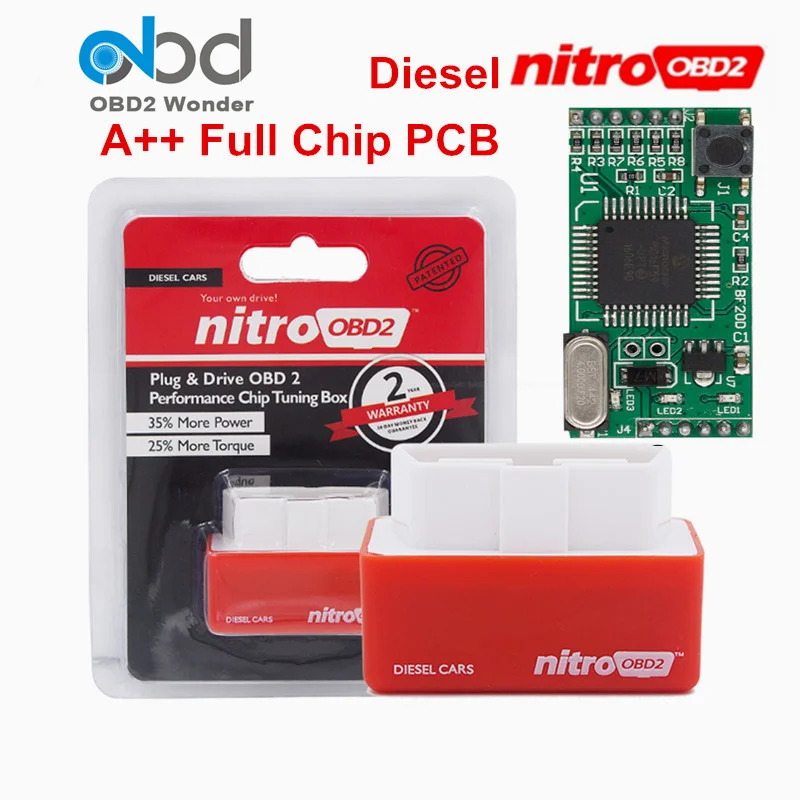 

Full Chip Nitro OBD2 Diesel Chip Tuning Box Double Board Nitroobd2 ECOOBD2 Plug Drive ECO OBD2 Increasing ECU Performance