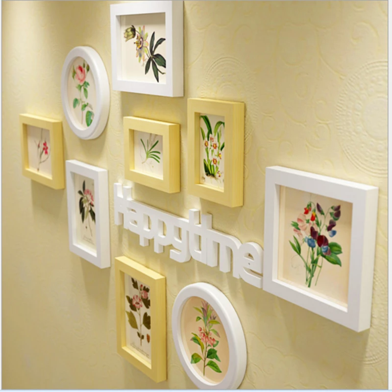 

9pcs Wall Photo Frames Wall Decorative painting Combination Set Wooden living room Wall Combination Vintage DIY Picture Frames