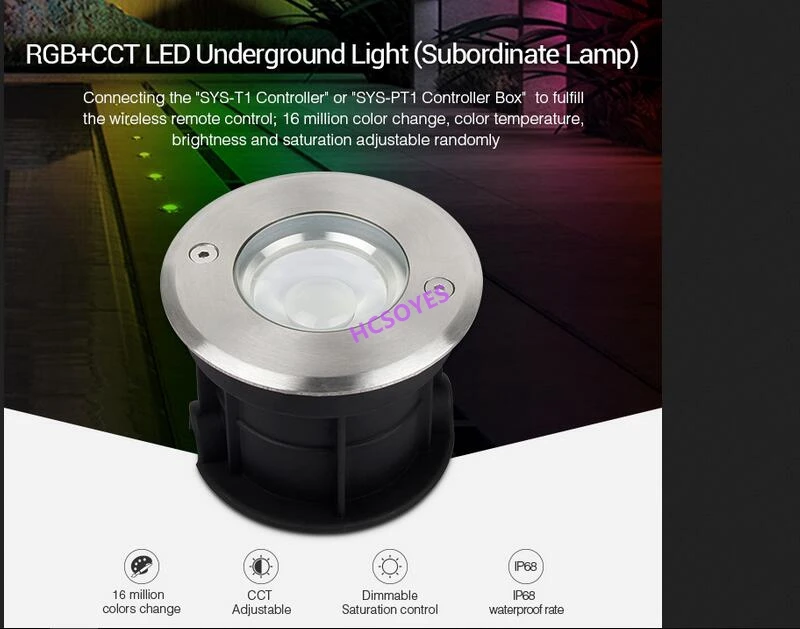 Milight SYS-RD1 5 W/SYS-RD2 9 W RGB + CCT светодиодный подземный свет Водонепроницаемый лампа SYS-PT1/SYS-PT2 1-канальный усилитель хост Управление коробка
