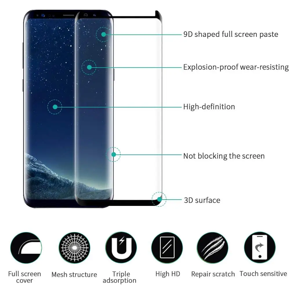 Изогнутое 3d стекло Gourdu для Samsung Galaxy S9 S8 Note 9 Защита экрана S7 edge note 8 Plus защитная