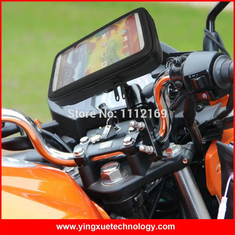 Smartphone gps קטנוע אופנוע אופני כידון הר מחזיק עם תיק עמיד במים עבור samsung note 4, S5, meizu mx5