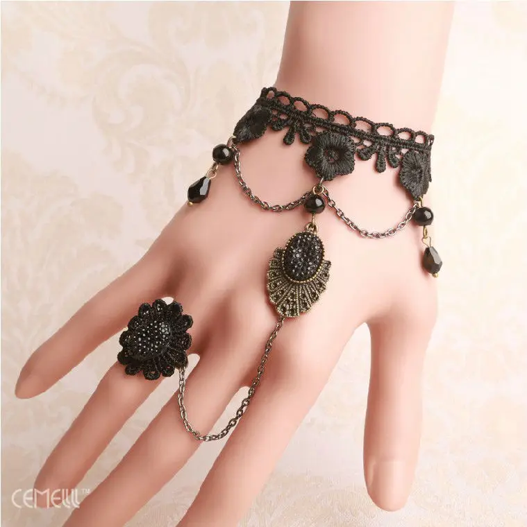 Partysu Vintage Wholesale Jewelry Lace Bracelet Wrist Strap Alloy Chain Linked Small Flower Free Shipping SL9 | Украшения и
