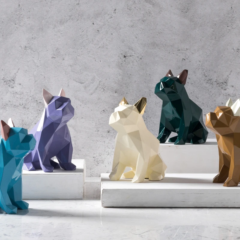 

Geometric Dog Silicone Mold Aromatherapy Plaster Mould Car Home Decoration Bulldog DIY Clay Gypsum Molds