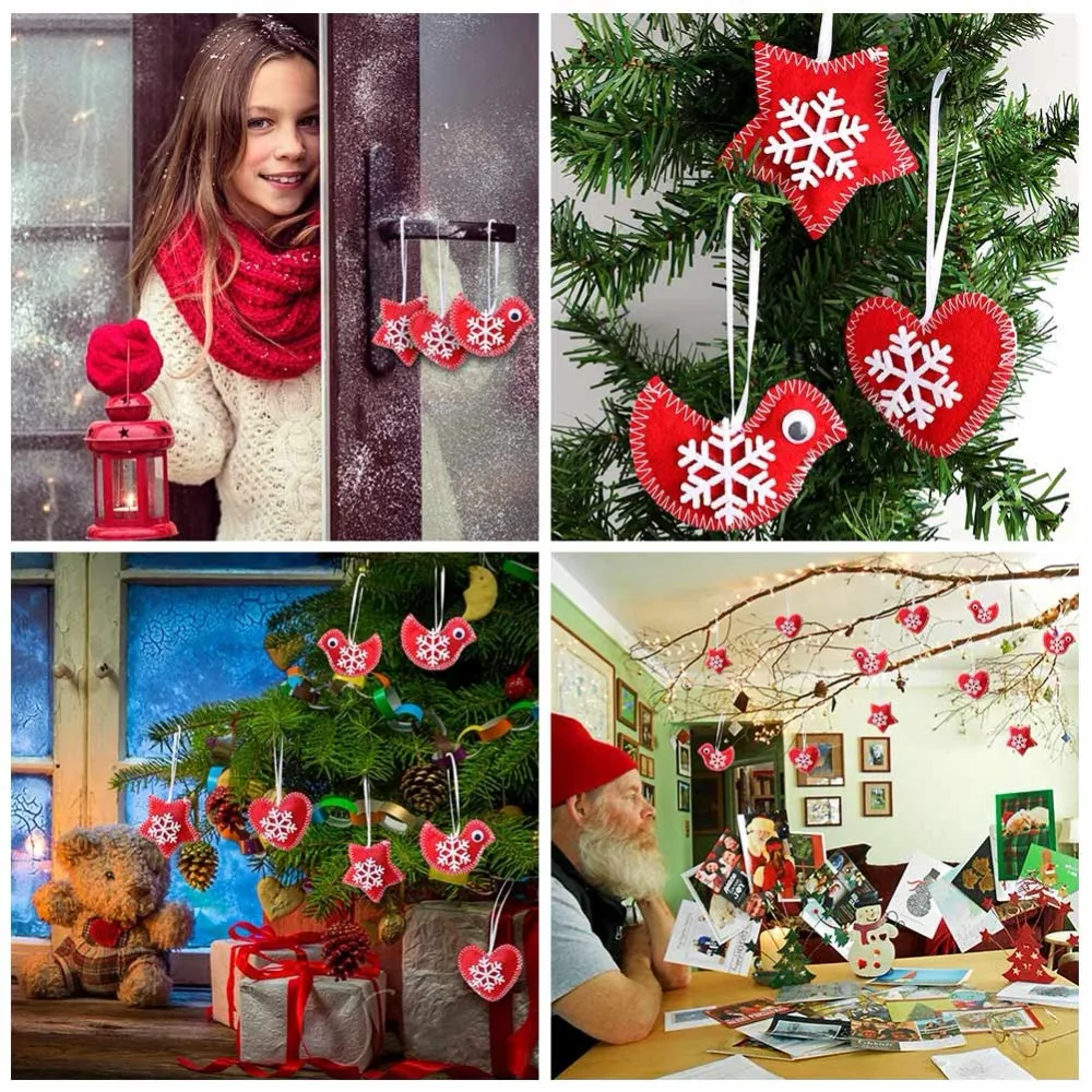 OurWarm 12 шт DIY Войлок Merry Christmas Tree украшения для рождественской елки Украшение Птица