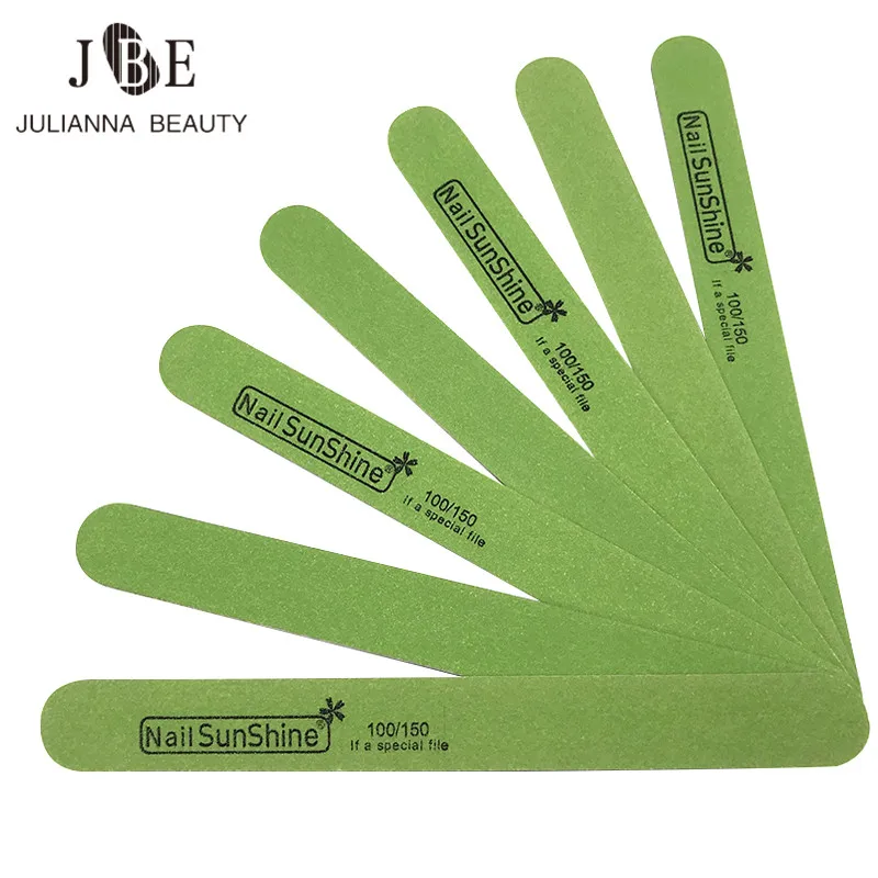 

10 Pcs/lot Green Nail Files 100/150 Wooden Nail File Lixa De Unha Lima Buffer Pedicure and Manicure DIY Nail Tools Kit