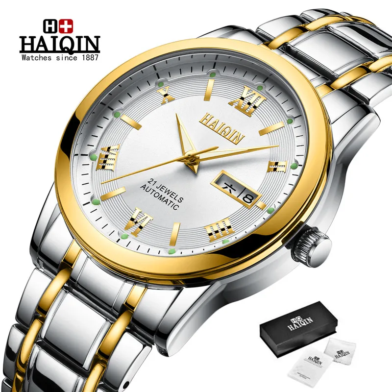 

HAIQIN 2019 New Men's Watches Automatic Mechanical Luxury Top Brand Fashion Full Steel Military Sport Watch Men Relogio Masculin