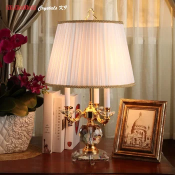 Lámparas de Mesa modernas de cristal 100% K9, lámpara de mesa de escritorio, lámparas de mesita de noche para dormitorio, luces de cristal para dormitorio