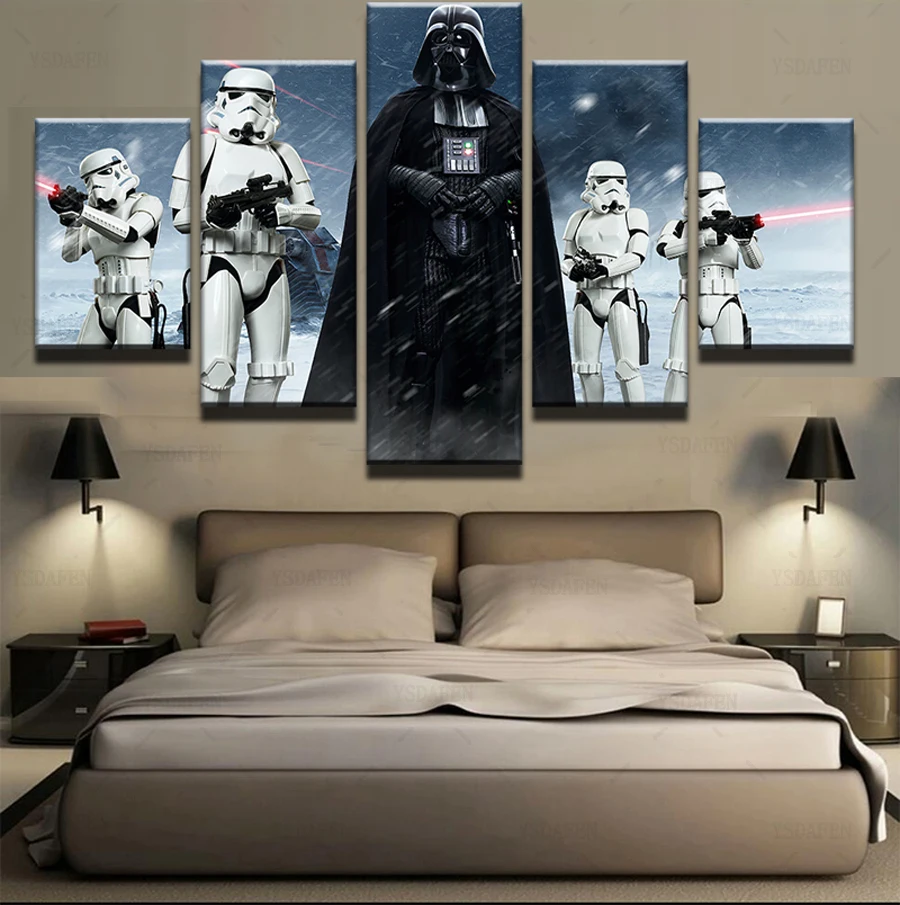 YSDAFEN 5 Stuks Star Wars Black Knight Imperial Stormtrooper Moderne Home Decor Canvas Foto Art HD Print kn-1030 | Дом и сад