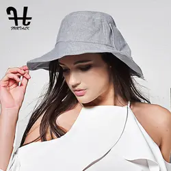 FURTALK Летнего Солнца Шляпы для Женщин Мода Дизайн Женщины Пляж Хлопок Hat Складной Наполнянный До Краев Ведро Hat