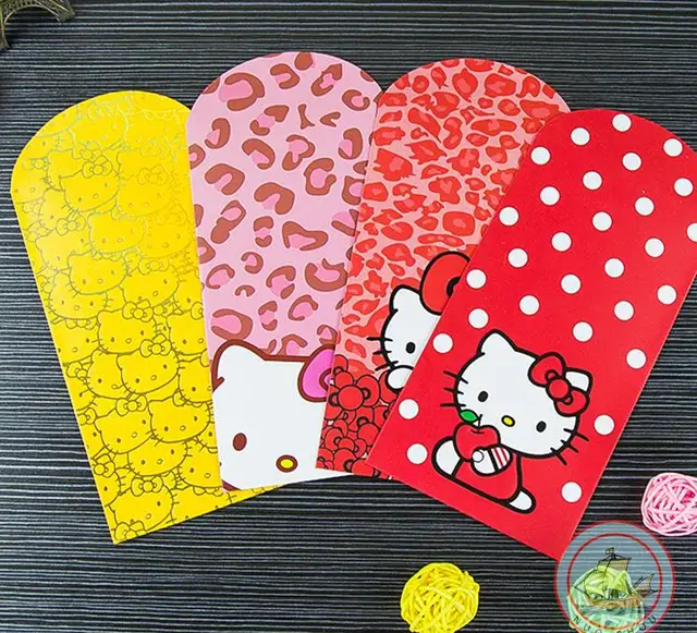 Us 249 100 Pcslot Tahun Baru Ulang Tahun Pernikahan Rumah Baru Amplop Merah Kartun Hello Kitty Ukuran Panjang Paket Merah Di Kartu Undangan