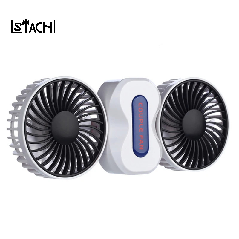 LSTACHi parejas portátiles Ventilador recargable batería aire acondicionado 2 motores Ventilador Mini escritorio USB Ventilador eléctrico con 5 cuchillas