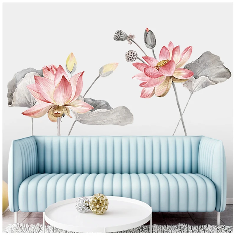 Lotus Flower 3D Stickers mural for wall decoration Living Room Home
