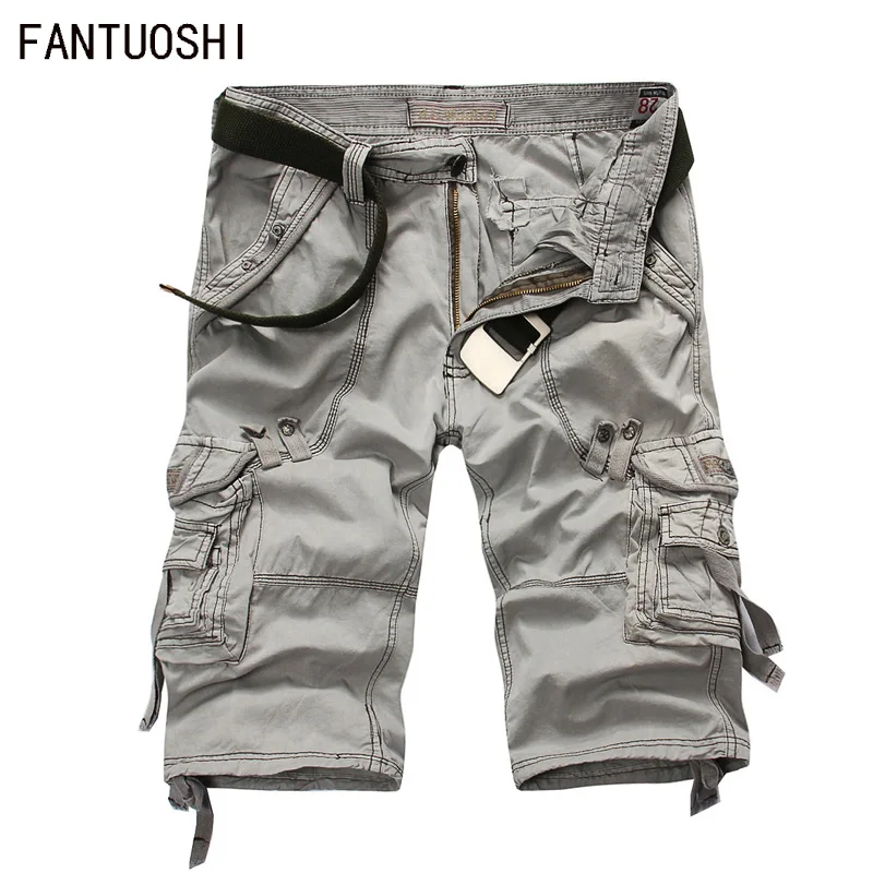 Мужские свободные шорты, новые летние мужские повседневные шорты большого размера, высококачественные мужские хлопковые короткие штаны, много карманов, рабочие шорты 42