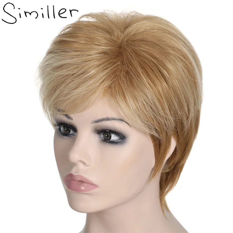 

Similler Africa America Women Short Straight Hair Synthetic Wigs High Temperature Fiber Mixed Colors 6 Style