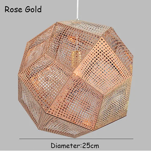 Подвесной светильник в виде коробки с геометрическим рисунком в скандинавском стиле для балкона, столовой, гостиной, современной простоты, подвесной светильник для лестницы - Цвет корпуса: Rose gold D25cm