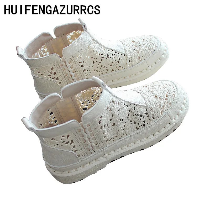 HUIFENGAZURRCS-оригинальная женская обувь; литературный художественный стиль; удобные ботинки Martin с дышащей сеткой в рыбацком стиле