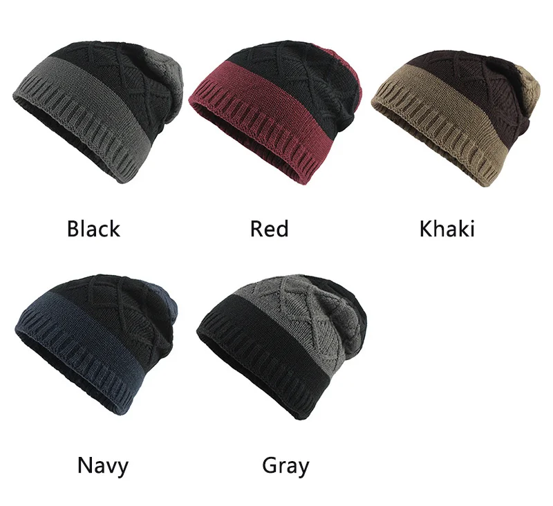 [FLB] Мужская зимняя шапка, модные вязаные черные шапки, осенняя шляпа, толстая теплая и облегающая Шапка-бини, вязаные шапки из хлопка F18037