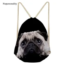 Сумка на шнурке для детей; милый рюкзак с щенком Мопсом; женская сумка на шнурке; мягкая школьная сумка для девочек-подростков