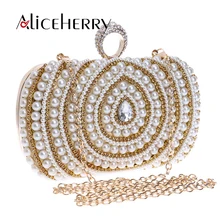 Жемчужные женские клатчи с бриллиантами кольцо на палец Женские винтажные вечерние сумки кристалл, свадьба, для новобрачных Стразы Золотые Серебристые мешочки