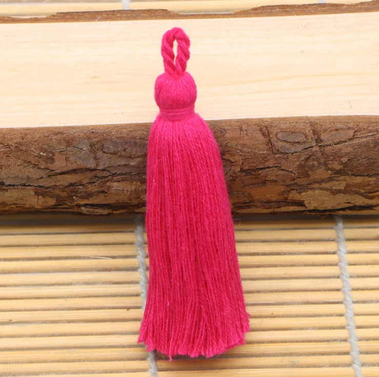 Tassel Hanging Rope Fringe 8mm Cotton Solid Color Tassels Trim For Sewing Curtains Accessories DIY Wedding Home Decoration 10pcs - Цвет: Rose red